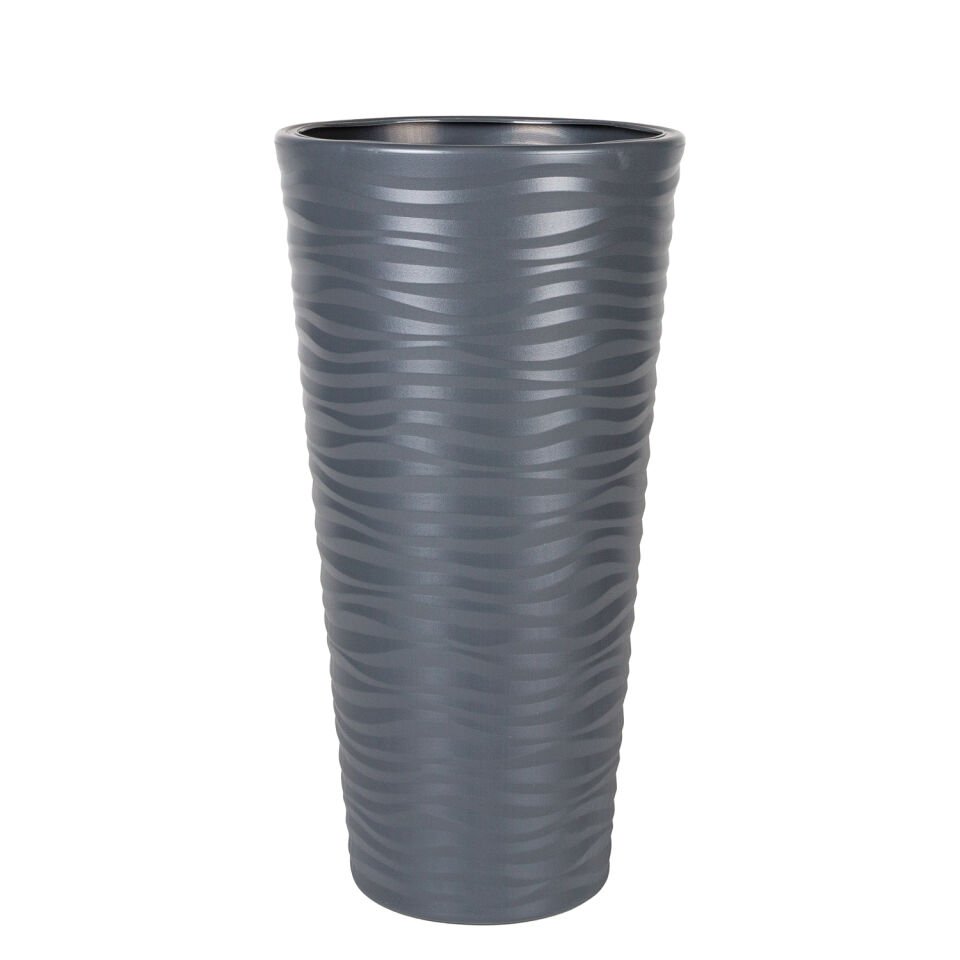 Plastik Saksı, Konik, Antrasit, Küçük - 57x26 cm