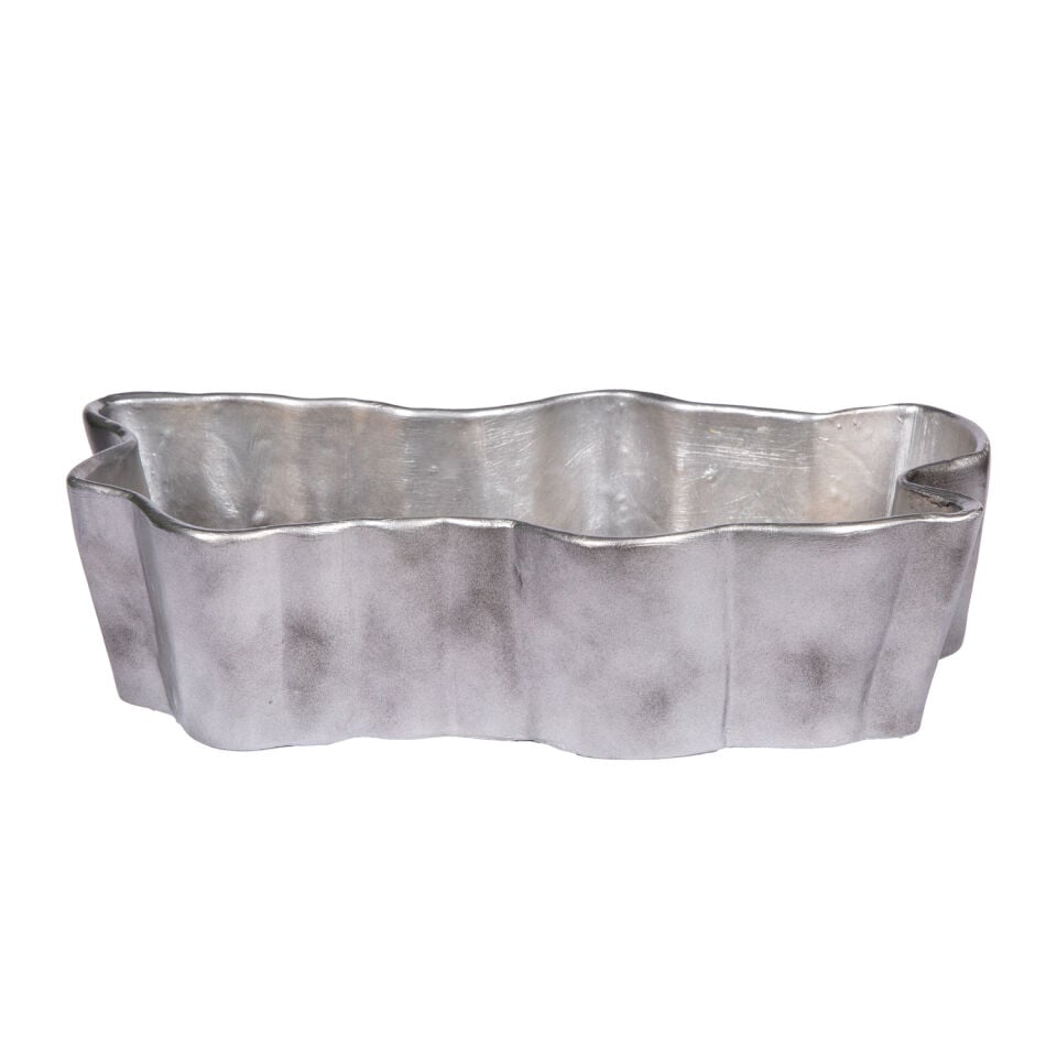 Dekoratif Polyester Kase-Meyvelik Gümüş 43x11 Cm.