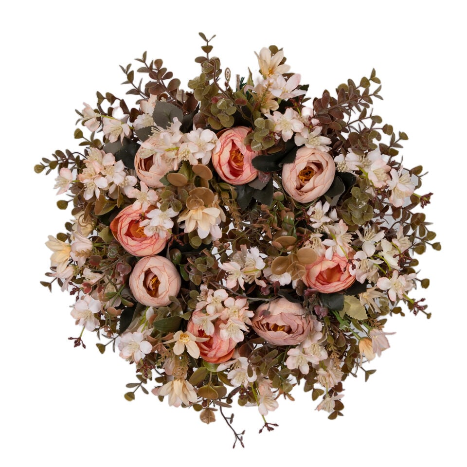 Kapı Çelengi Pembe Şakayıklı Pembe-Kızıl 40x40 Cm.