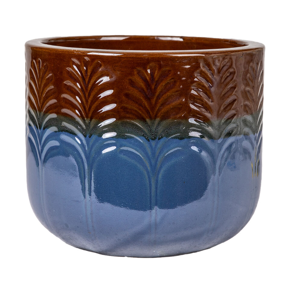Toprak Saksı Boyalı 6 Litre Mavi-Kahverengi 21x17 Cm.