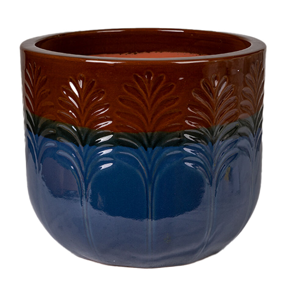 Toprak Saksı Boyalı 45 Litre Mavi-Kahverengi 37x31 Cm.