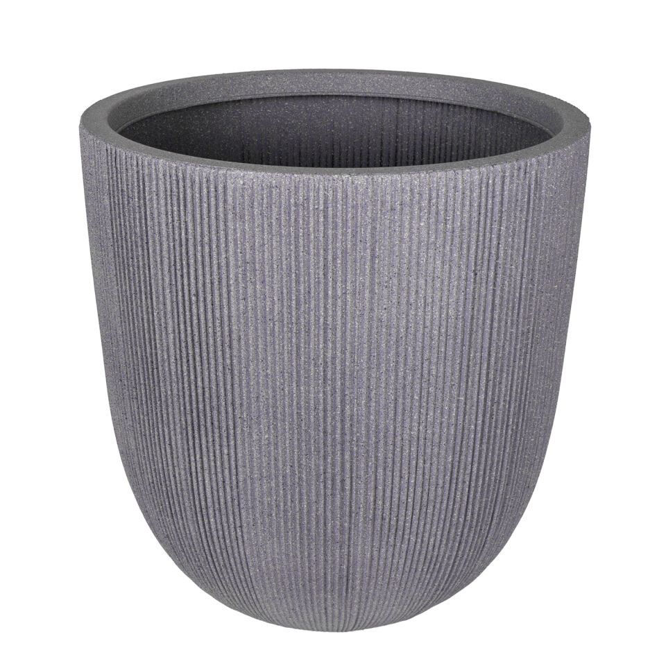 Plastik Saksı, Oval, İç ve Dış Mekan, Gri, Büyük Boy - 44x44x44,5 cm