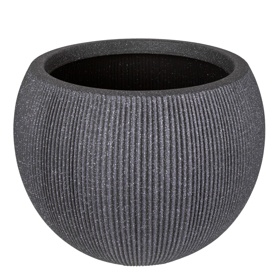 Plastik Saksı, Oval, İç ve Dış Mekan, Koyu Antrasit, Büyük Boy - 53x53x41 cm