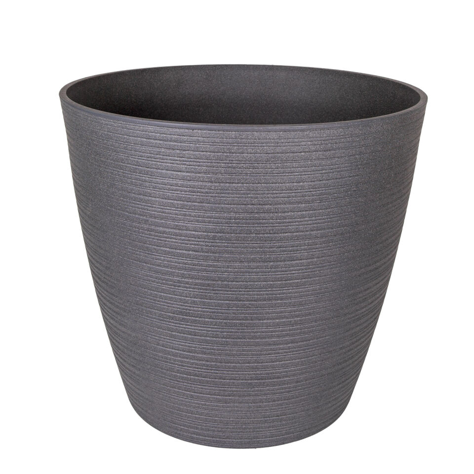 Plastik Saksı, Oval, İç ve Dış Mekan, Antrasit Gri, Mega Boy - 50x50x46 cm