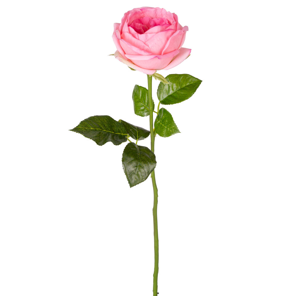 Yapay Çiçek, Gül, Islak Dokulu, Pembe - 48 cm