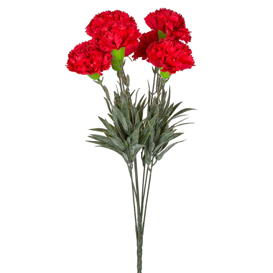 Yapay Karanfil Demeti Islak Dokulu Kırmızı 42 Cm.
