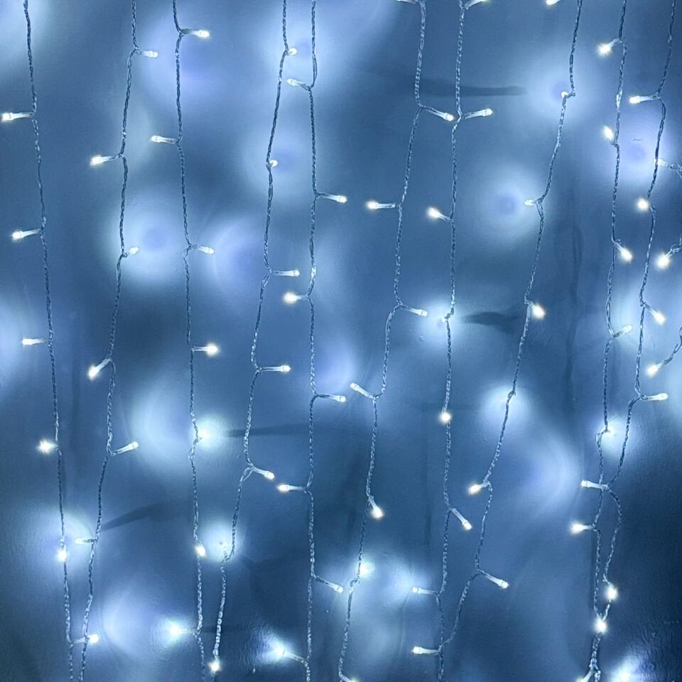 Yılbaşı Led Işık, Beyaz Işık - 100 Ledli, USB Girişli, Pilli, Şeffaf Kablo, 10 Metre