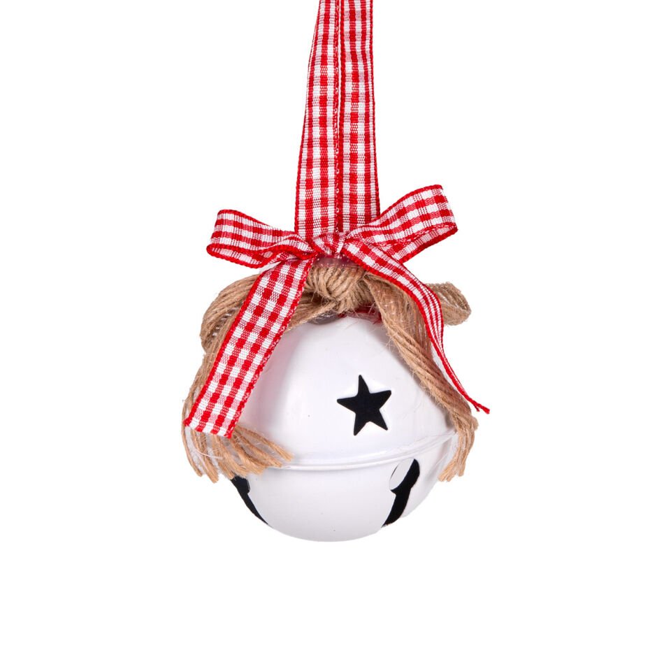 Yılbaşı Süsü, Yılbaşı Topu, Çan, Beyaz - 5,5 cm